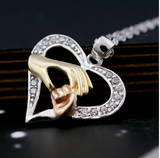 Mother And Child Hand in Hand Heart Pendant Necklace