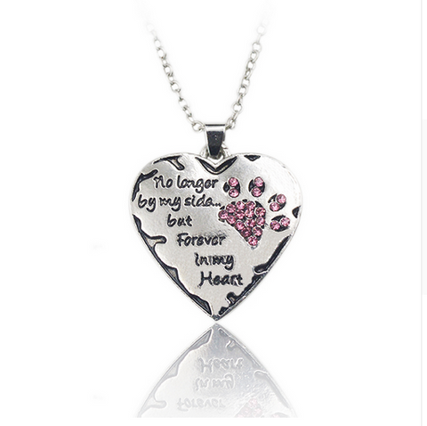 "No Longer by My Side but Forever in My Heart"  Print & Heart Necklace