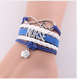 NURSE Hat Charm Leather Rope Wrap Handmade Bracelet