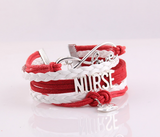 NURSE Hat Charm Leather Rope Wrap Handmade Bracelet