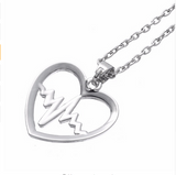 EKG Heartbeat Zigzag Wave Pattern Pendant Necklace