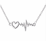 EKG Heartbeat Zigzag Wave Pattern Pendant Necklace