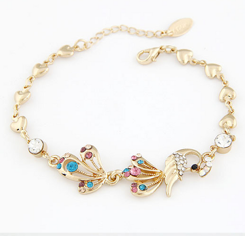 Gold Peacock Peafowl Charm Bracelet Offer
