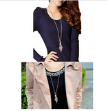 Super Dazzling Gold Plated Rhinestone Colorful Peacock Long Necklace Offer