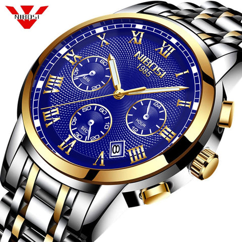 Men's Fashion Blue Waterproof Quartz Watch