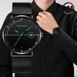 Luxury Black Auto Date Waterproof Watch for Men