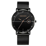 Luxury Black Auto Date Waterproof Watch for Men