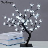 Luminarias LED Cherry Blossom Tree Branches Crystal Night Lights Table Lamps Bedroom Party Wedding Indoor Home Decor Lighting