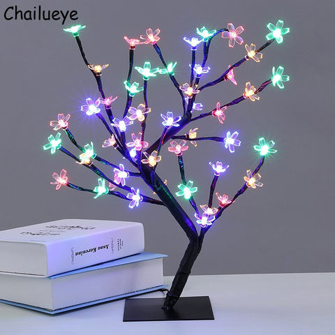 Luminarias LED Cherry Blossom Tree Branches Night Lights Holiday Lighting Table Lamps Bedroom Party Wedding Indoor Home Decor