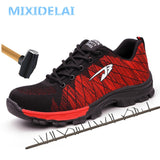Big Size Men's Breathable Mesh Steel Toe Cap Work Shoes Boots Men Outdoor Anti-slip Steel Puncture Proof Protetive Safety Shoes