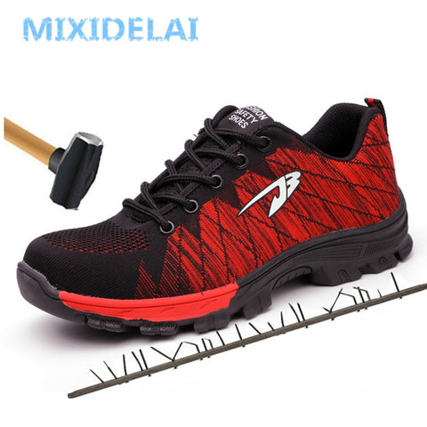 Big Size Men's Breathable Mesh Steel Toe Cap Work Shoes Boots Men Outdoor Anti-slip Steel Puncture Proof Protetive Safety Shoes