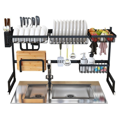 Stainless Steel Kitchen Sink Rack  Dish Organizer Utensils Storage Supplies