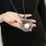 Ocean Red, White or Pearl Ball Pendant Long Necklace Offer