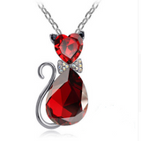 Gold Plated Rhinestone Crystal Cat Necklaces Offer