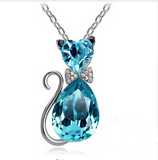 Gold Plated Rhinestone Crystal Cat Necklaces Offer