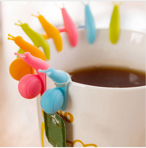 5 PCS Cute Snail Drink Glass Identifiers and Tea Bag Holders Offer