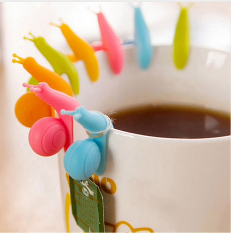 5 PCS Cute Snail Drink Glass Identifiers and Tea Bag Holders