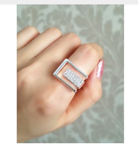 Silver Plated Personality Square Ring