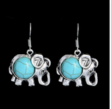 Hot Retro Elephant Natural Stone Bracelet and Earrings