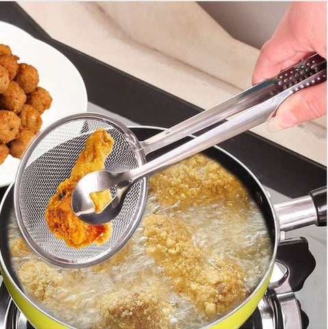 Stainless Steel Food Clip Snack Fryer Strainer BBQ Buffet Serving Tong