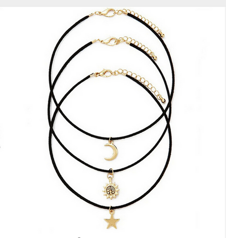 3 Pcs Set Star Moon Sun Unisex Chokers