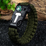 5 in 1 Outdoor Survival Gear Escape Paracord Bracelet Flint / Whistle / Compass / Scraper