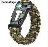 5 in 1 Outdoor Survival Gear Escape Paracord Bracelet Flint / Whistle / Compass / Scraper Offer