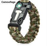 5 in 1 Outdoor Survival Gear Escape Paracord Bracelet Flint / Whistle / Compass / Scraper