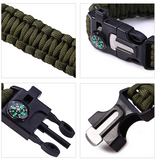 5 in 1 Outdoor Survival Gear Escape Paracord Bracelet Flint / Whistle / Compass / Scraper