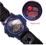 Waterproof Emergency Survival Watch, Whistle, Fire Starter, Compass and Survival Gear