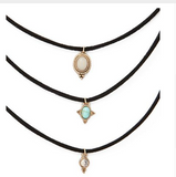Leather Turquoise Choker Necklace Set .1set =3Pieces for Women Offer