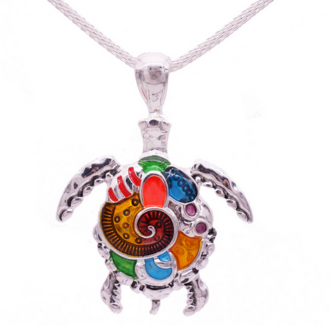 Turtle Enamel Necklace and Pendant