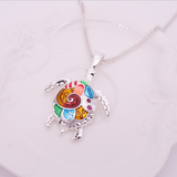 Turtle Enamel Necklace and Pendant