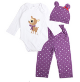 Cute 3PCS Rompers+Hat+Pants Baby Clothing Set for Boys and Girls