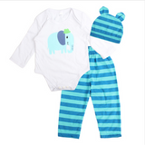 Cute 3PCS Rompers+Hat+Pants Baby Clothing Set for Boys and Girls