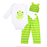 Cute 3PCS Rompers+Hat+Pants Baby Clothing Set for Boys and Girls