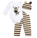 Cute 3PCS Rompers+Hat+Pants Baby Clothing Set for Boys and Girls