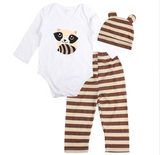 Cute 3PCS Rompers+Hat+Pants Baby Clothing Set for Boys and Girls