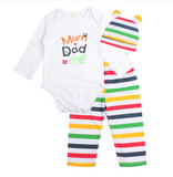 Cute 3PCS Rompers+Hat+Pants Baby Clothing Set for Boys and Girls