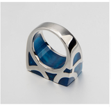 Unique Water Cube Blue Ocean Titanium Steel Unisex Ring