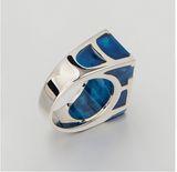 Unique Water Cube Blue Ocean Titanium Steel Unisex Ring