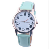 Women's Lovely Cat Leather Sport Quartz Wrist Watches