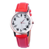 Women's Lovely Cat Leather Sport Quartz Wrist Watches