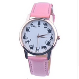 Women's Lovely Cat Leather Sport Quartz Wrist Watches