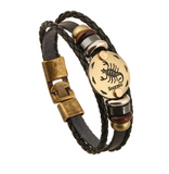 Fashion Bronze Alloy Buckles 12 Zodiac Signs Bracelet